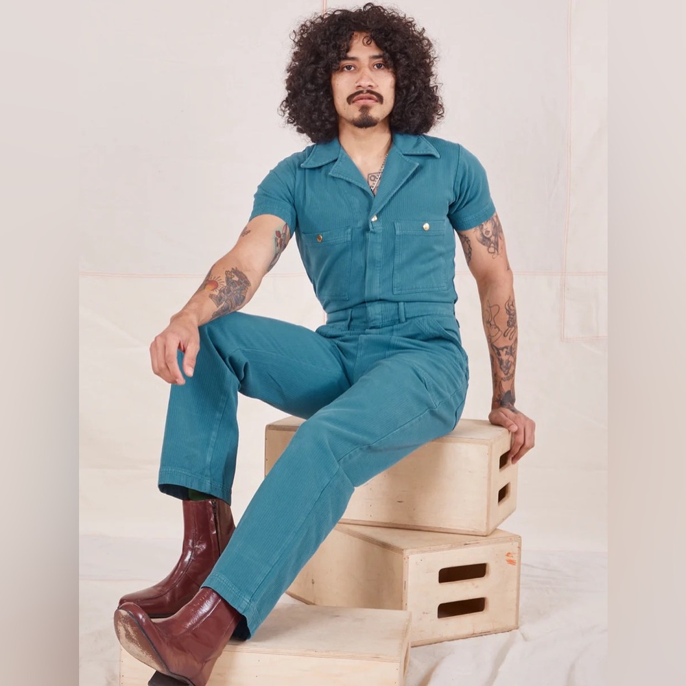 HERITAGE SHORT SLEEVE JUMPSUIT - MARINE BLUE